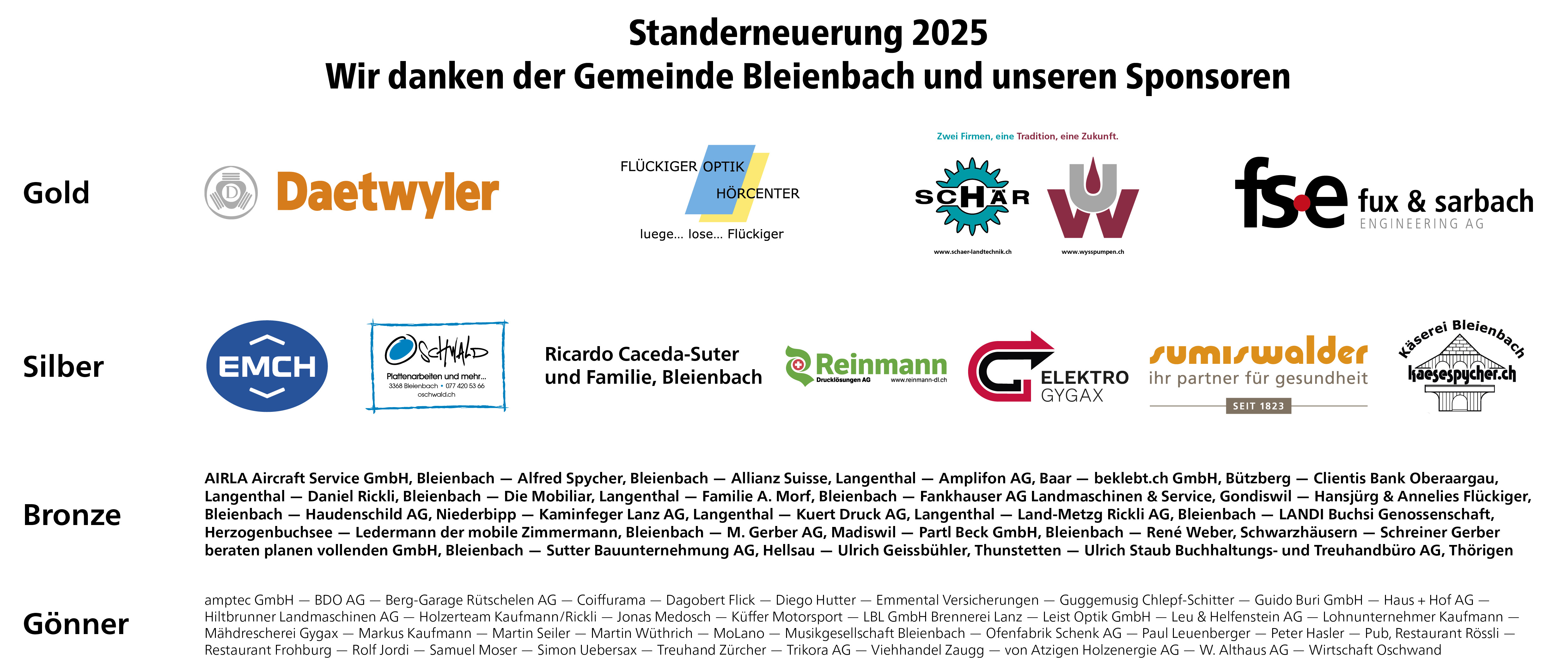 Sponsoringtafel Neue Scheibenanlage